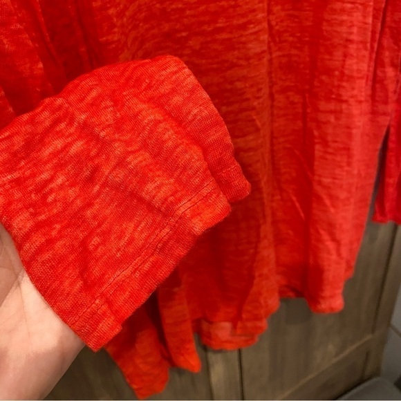 Chicos Size 3 (XL) Linen Tunic Top Long Sleeve Notch Neck Red/Orange - Picture 8 of 12